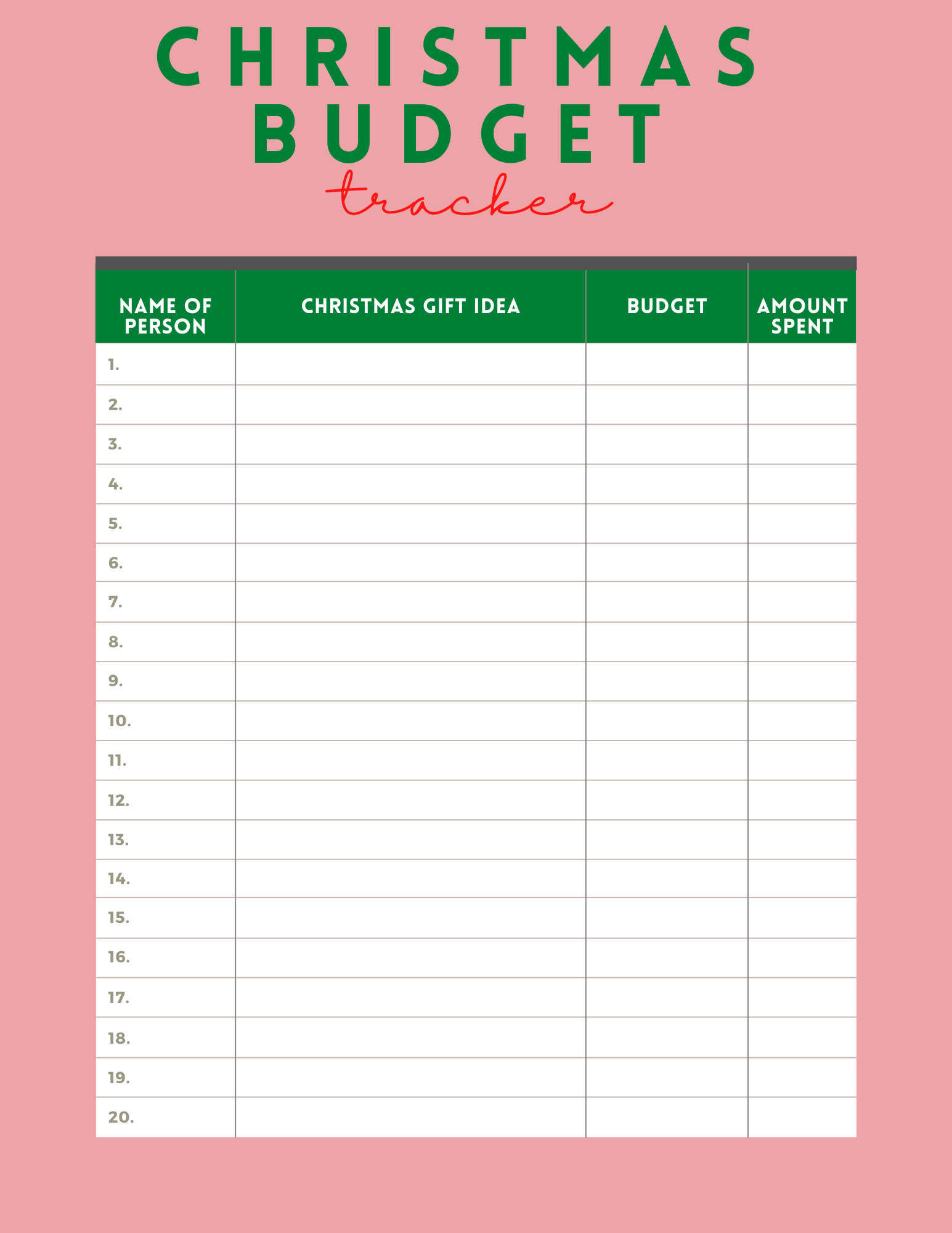 Free Christmas Budget Tracker To Save Money During The Holidays ...